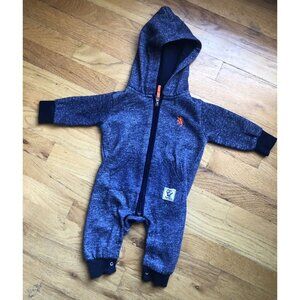 English Laundry 6-9M Blue Heather Sweatshirt Hooded Romper